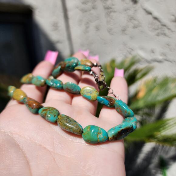 Vtg Royston Turquoise Necklace Sterling Silver Blue Green Brown Gemstone Native - Picture 8 of 12